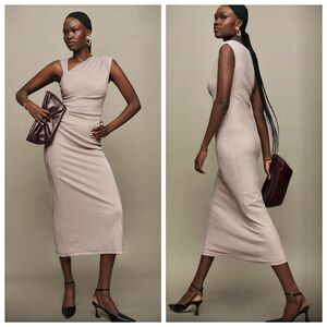 Reformation Amiah Sheath Dress Sz S Pink Shimmer Sleeveless Party New Year